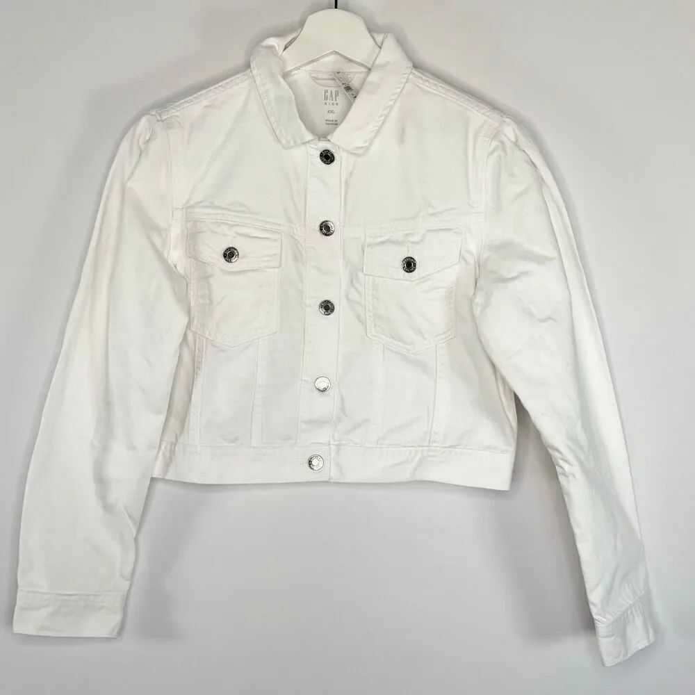 Gap Kids White Denim Jacket Waist Length NWT - US Girls 14-16 XXL